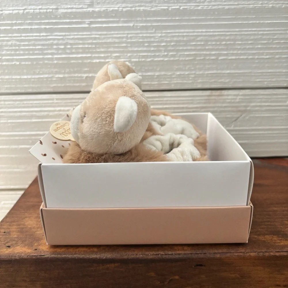 DOUDOU Compagnie Paris Baby Brown Bear Booties Plush Rattle Slippers Shoes 0-6M